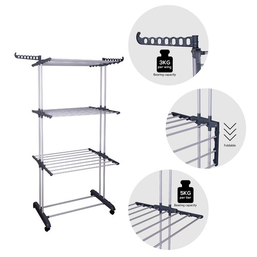 Tier foldable clothes airer - clothes,