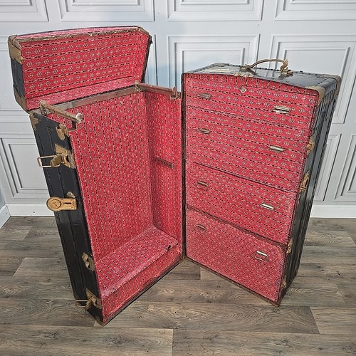 Antique steamer trunk wardrobe - antique,